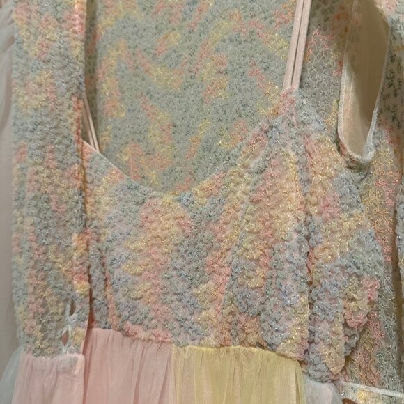 Vintage Lingerie Odette Barsa. Original with tags. Pastel Rainbow Peignoir - Picture 3 of 6